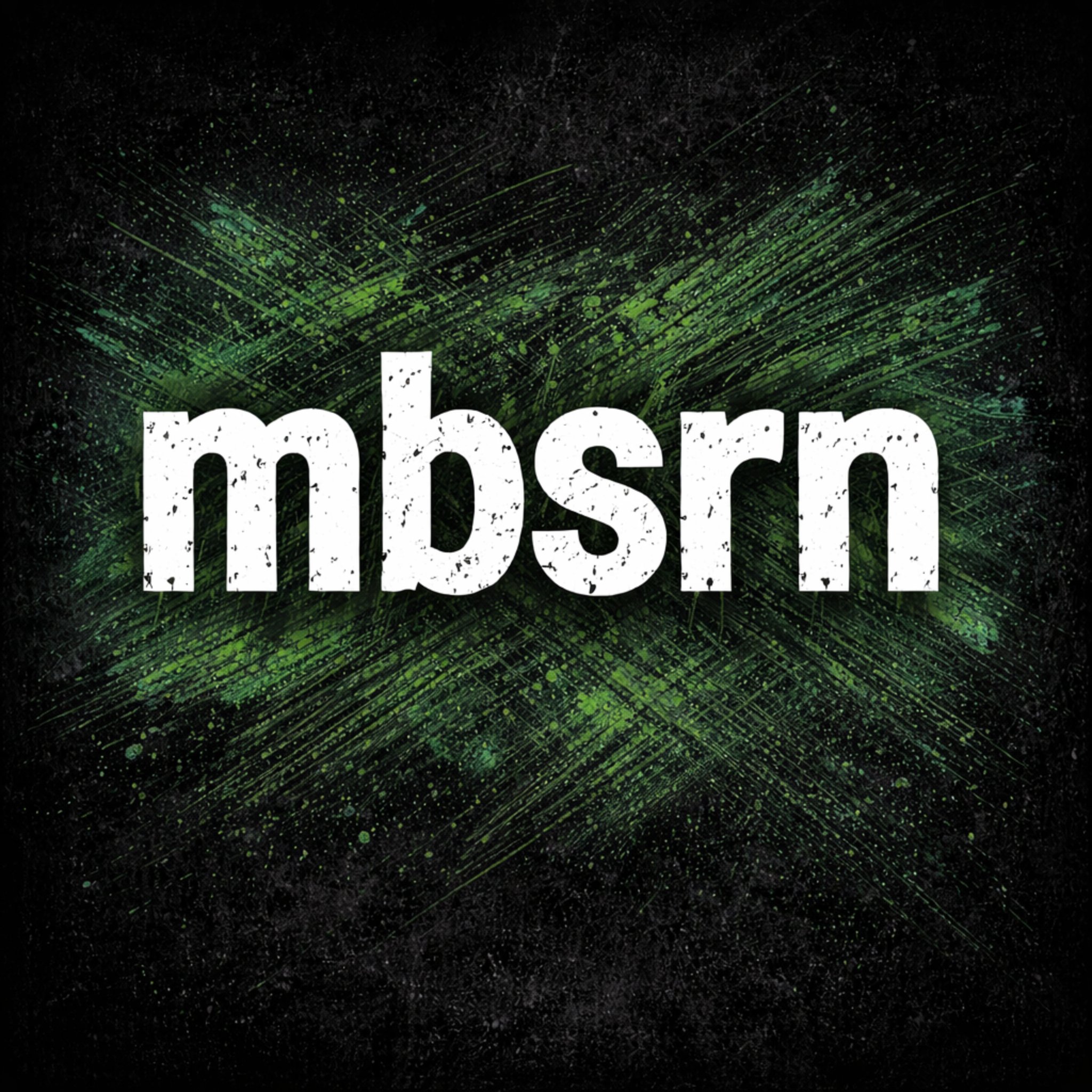 mbsrn logo with white distressed text on green grunge background